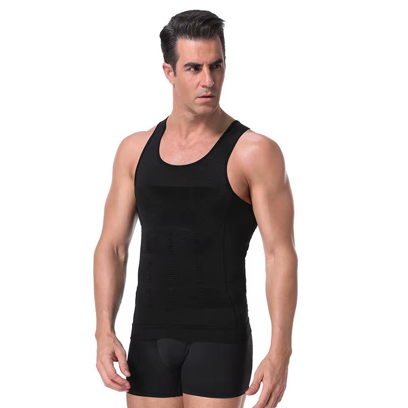 Men'S Shapewear Slimming Body Corset Vest Shirt Compression Abdomen Tummy Belly Control Slim Waist Cincher Underwear Sports Vest