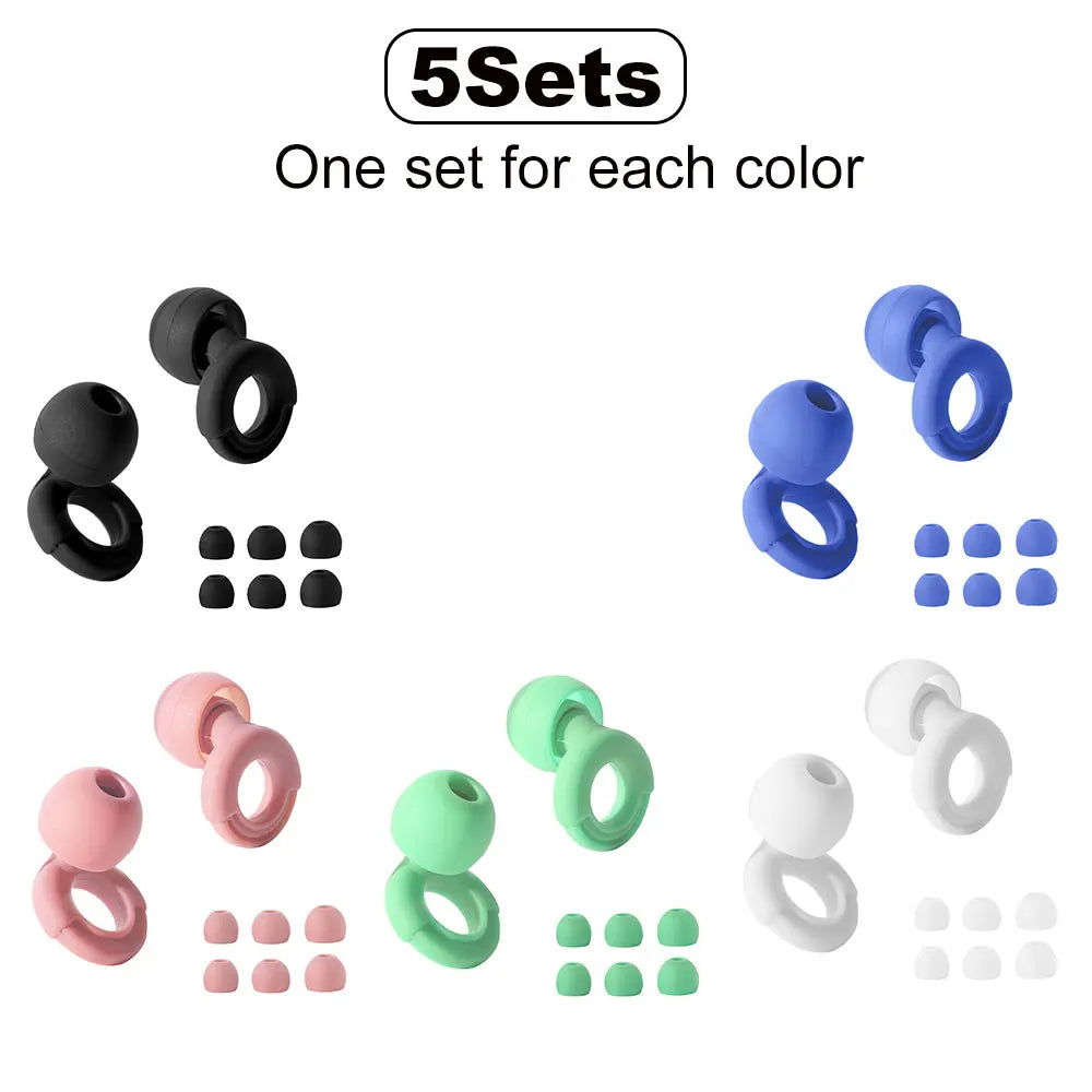 Quiet Ear Plugs for Noise Reduction – Super Soft, Reusable Hearing Protection for Sleep,Swim, Work 8 Ear Tips in XS/S/M/L