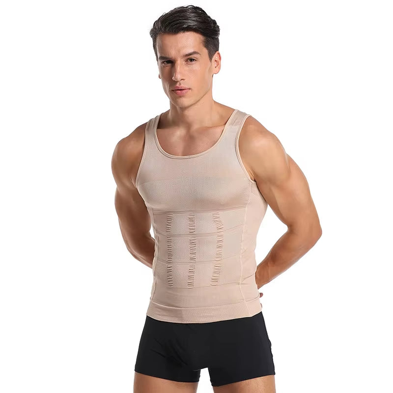 Men'S Shapewear Slimming Body Corset Vest Shirt Compression Abdomen Tummy Belly Control Slim Waist Cincher Underwear Sports Vest